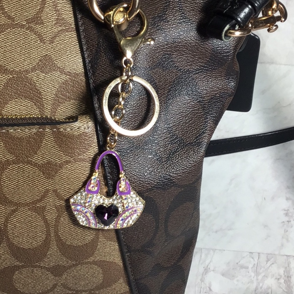 Purse Rhinestone Bag Charm, Gold Tone